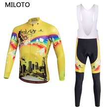 Miloto camisa de manga comprida para ciclismo, roupa para ciclismo respirável com calças bib 2024 - compre barato