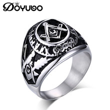 Doyubo anéis masculinos gravados e logotipos, anéis de aço inoxidável de alta qualidade antigos para homens, joia fina da028 2024 - compre barato