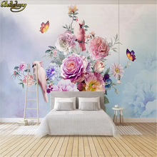 Beibehang-papel tapiz personalizado, pintado a mano, vintage, rosa, loro, pintura de Gran Mural, mariposa, papel de pared, paisaje, sala de estudio 2024 - compra barato