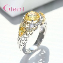 New Arrival Jewelry Gift Ring 925 Sterling Silver CZ Crystal Yellow Finger Ring Women Party Jewelry 2024 - buy cheap