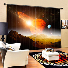 Modern Children Room 3D Blackout Window Curtains Cartoon Earth Space Galaxy Pattern Polyester Bedroom Curtains for Living Room 2024 - buy cheap