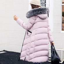 Autumn and Winter Korean Version Knee Long Cotton padded jacket Section Large Fur Collar Down Cotton Jacket Female Models Thick 2024 - buy cheap