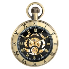 Reloj de bolsillo mecánico de cuerda manual para hombre, reloj de cadena gruesa elegante, reloj colgante con función luminosa ahuecado creativo 2024 - compra barato