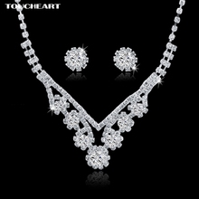 Toucheart 2019 grânulos de casamento conjuntos de jóias de noiva para as mulheres clássico cristal prata instrução colares brincos set150040 2024 - compre barato