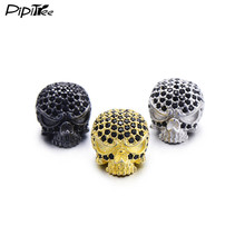 Pipitree New Arrival Retro DIY Skull Beads Black Zirconia Spacer Charm Beads for Bracelet Jewelry Making Men Jewelry Accessories 2024 - buy cheap