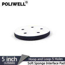 POLIWELL, 1 unidad, almohadilla de interfaz de esponja suave de 5 pulgadas para disco de lijado, almohadillas de amortiguación de gancho y bucle de 5 orificios, almohadilla de respaldo, accesorios para herramientas eléctricas 2024 - compra barato