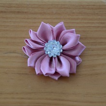 40 pcs/lot , Mini Satin Fabric Flowers with Rhinestone Center , Petite satin flowers 2024 - buy cheap