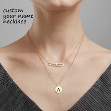Начальный диск ожерелье кулон на заказ выгравированное имя ожерелье подарок для нее Многоярусное ожерелье 2024 - купить недорого