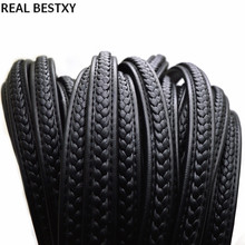 REAL BESTXY 12*6mm Fiber Braided Leather String Cord For DIY Bracelet Jewelry Making Rope Craft Jewelry Accessories Materials 2024 - buy cheap