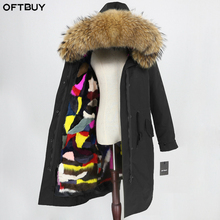 OFTBUY X-long Real Fur Coat Winter Jacket Women Natural Fur Parka Mink Fur Liner Raccoon Fox Fur Collar Hood Warm Streetwear 2024 - buy cheap