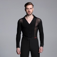 Рубашка для бальных танцев Мужская, черный топ для латиноамериканских танцев, одежда для бальных танцев 2024 - купить недорого