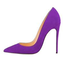 Moraima-zapatos de tacón alto de aguja para mujer, calzado Sexy de punta estrecha, de ante, color púrpura, gris y azul, 12cm 2024 - compra barato