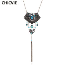 CHICVIE-collar supervintage tibetano de plata para mujer, joyería de moda, collar de cuentas de cristal azul Popular, SNE160041 2024 - compra barato