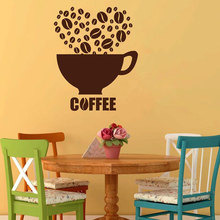 Coffee Cup Beans Kitchen Cafeteria Cafe Wall Sticker Vinyl Home Decor Decals Removable Mural Coffee House Window Wallpaper 3304 2024 - buy cheap