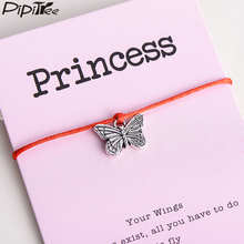 Pipitree-pulsera de amuleto de mariposa para mujer y niña, brazalete ajustable con amuleto de la suerte, cordel rojo, Princesa de los deseos, regalo de joyería 2024 - compra barato