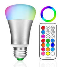 Светодиодная RGB-лампа E27, 10 Вт, светодиодная RGB-лампа 110 В, 220 В, 12 цветов, фонарь для украшения дома, сценическое освещение, светодиодная лампа 2024 - купить недорого