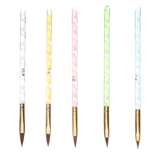 5Pcs Nail Art Sable Brush with Cuticle Pusher UV Gel Builder Painting Drawing Brushes Acrylic Powder Carving Pen Manicure Tool 2024 - buy cheap