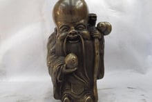 USPS to USA S1105 9.5 Chinese Folk Classical Copper Bronze Peach Longevity god Lucky Buddha Statue 2024 - buy cheap