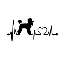 19*8.9CM Poodle Heartbeat Dog Car Stickers Cartoon Vinyl Decal Car Styling Truck Decoration Black/Silver S1-0761 2024 - buy cheap