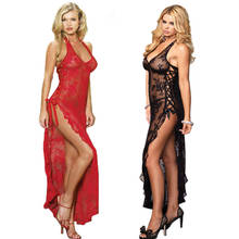 Quality S - 6 XL Plus Size Lingerie Lace Embroidery Red Black Baby Doll Sexy Lingerie V-Neck Bare thighs Sexy Dress for Women 2024 - buy cheap