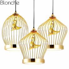 Modern Gold Bird cage Pendant Lights Led Hanging Lamp Kitchen Fixtures Industrial Decor for Dining Room Home Lighting Luminaire 2024 - buy cheap
