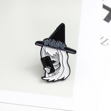 White hair witch hand talk phone styling personality brooch dark series fashion jewelry Halloween denim clothing jewelry gift 2024 - buy cheap