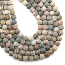 Contas redondas para fazer joias, colar de pedras preciosas com grama fosca 4/6/8/10mm 15 polegadas 2024 - compre barato