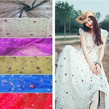 6 Colors Embroidery rose 145cm lace fabric skirt dress chiffon handmade diy gauze lace cloth clothing accessories 2024 - buy cheap