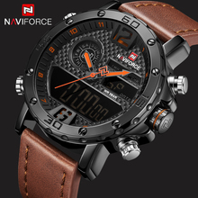 Оригинальные часы NAVIFORCE для мужчин 30 м аналоговые цифровые кожаные спортивные часы армейские мужские кварцевые наручные часы Masculino 2024 - купить недорого