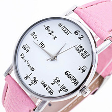 Женские часы с математической функцией, аналоговые кварцевые наручные часы с кожаным ремешком из сплава, 11 2024 - купить недорого