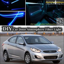 Для Hyundai Excel Pony Brio Avega Fluid IC Solaris внутренняя настройка окружасветильник атмосфера оптоволоконная лента свет Дверная панель 2024 - купить недорого