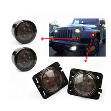 Seta/pisca-pisca dianteiro com luz de led, 4 lâmpadas led para jeep wrangler jk 2007-2015 âmbar 2024 - compre barato