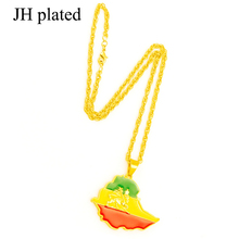 JHplated Ethiopian Jewelry Flag & Lion Map Pendant Necklace Gold Color Jewelry Map for Women/Men Chain 2024 - buy cheap