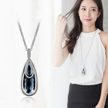Big Crystal Water Drop Long Necklace Women Bijoux Fashion Jewelry  Sweater Necklaces & Pendants 2024 - buy cheap