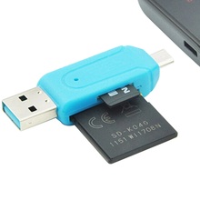 Lector de tarjetas de memoria 2 en 1 OTG USB 2,0 TF SD, adaptador Universal Micro USB para pc, teléfono, ordenador portátil, 1 unidad 2024 - compra barato