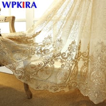 European Blue Voile Curtain High Precision Bird's Nest Embroidered Curtain Semi-Shade Gold Silk Curtain Bedroom Tulle M086D3 2024 - buy cheap