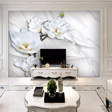 Personalizado papel de parede 3d murais de mármore estéreo europeu roxo tulipas tv fundo papéis decoração da sua casa papier peint 3d 2024 - compre barato