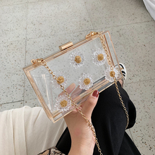 Акриловая прозрачная сумка 2019 летняя новая волна модное на одно плечо натянутая коробка сумка цветок цепь маленькая квадратная сумка 2024 - купить недорого