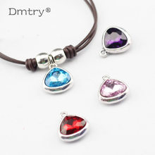 Dmtry-Colgante de corazón de cristal de plata antigua, joyería artesanal, LC0103, 5 unids/lote 2024 - compra barato