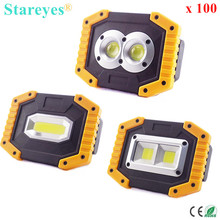 100Pcs Portable COB LED Floodlight 20W Rechargeable Flood light Outdoor emergency lamp flashlight optional purchase 18650battery 2024 - buy cheap