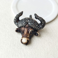 5pcs/lot horn cattle Tau Resin Pendant,Longhorn bull head oxhead charm rhinestone Paved for DIY jewelry necklace making P431 2024 - buy cheap