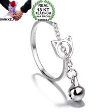 OMHXZJ Wholesale European Fashion Woman Girl Party Wedding Gift Cat Open Resizable 18KT White Gold Ring RR707 2024 - buy cheap