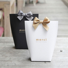 Black White Bronzing 5pcs Upscale  "Merci" Candy Bag French Thank You Wedding Favors Gift Box Package Birthday Party Favor Bags 2024 - buy cheap