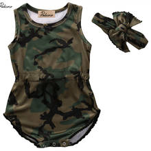 2017 Newest Camouflage 2Pcs Adorable Infant Baby Girls Camo Romper Jumpsuit Headband Casual Clothes 0-24M 2024 - buy cheap