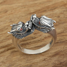 Adjustable Ring 100% 925 Sterling Silver Ring Retro Thai Silver Red Eye Dragon Women Men fine jewelry GR031 2024 - buy cheap