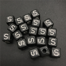 10mm 20pcs Acrylic Spaced Beads Black Letter S Square Alphabet Beads For Jewelry Making DIY Bracelet Necklace 2024 - buy cheap