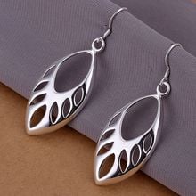 wholesale silver plated earrings,925 fashion Silver jewelry leaf drop Earrings for women SE231 2024 - buy cheap