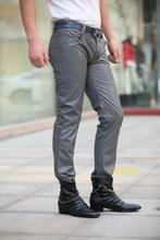 29-39 ! Men's New Casual Clothing Slim Smoky Grey Slim Leather Pants Plus Size Trousers Singer Costumes 2024 - buy cheap