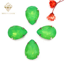 New product Matt Jelly green opal teardrop sew on rhinestones with claw flatback Resin loose rhinestones DIYgarment Accessories 2024 - buy cheap