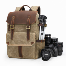 Impermeable Batik lona + bolso de cuero de gran capacidad para fotografía al aire libre mochila Digital acolchada DSLR bolsa para cámara/trípode 2024 - compra barato